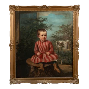 Original Oil on Canvas Painting of Young Girl, Hungary Circa 1890