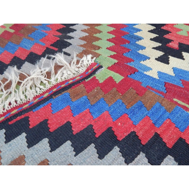 1960s Turkish Blue Wool Diamond Kilim Rug 2'11" X 4'2" For Sale - Image 11 of 11