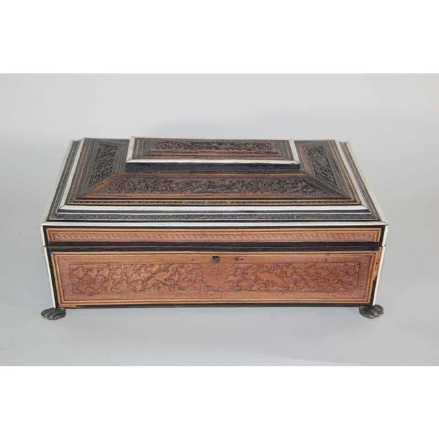 Anglo-Indian large Footed Box with Lidded Compartments, 19th Century For Sale - Image 4 of 11