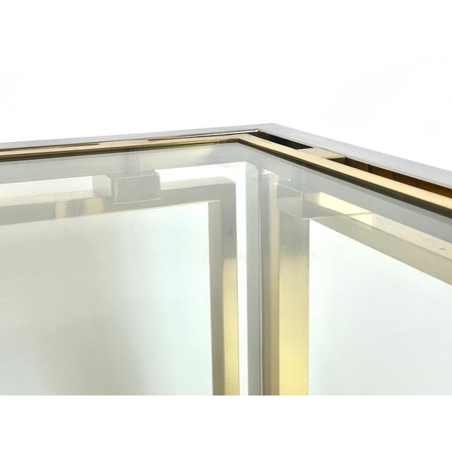 Italian Coffee Table in Chrome & Glass & Brass, 1970s For Sale - Image 10 of 13
