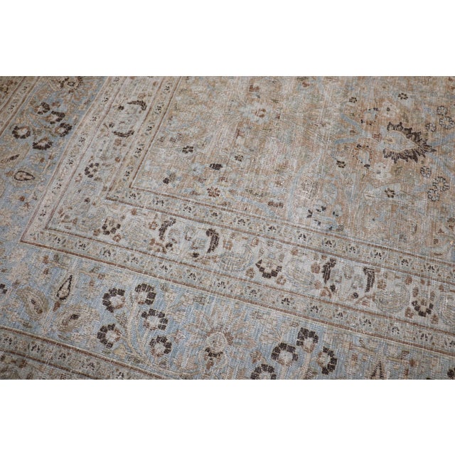 Sky Blue Zabihi Collection Oversize Square Antique Persian Doroksh Rug For Sale - Image 8 of 12