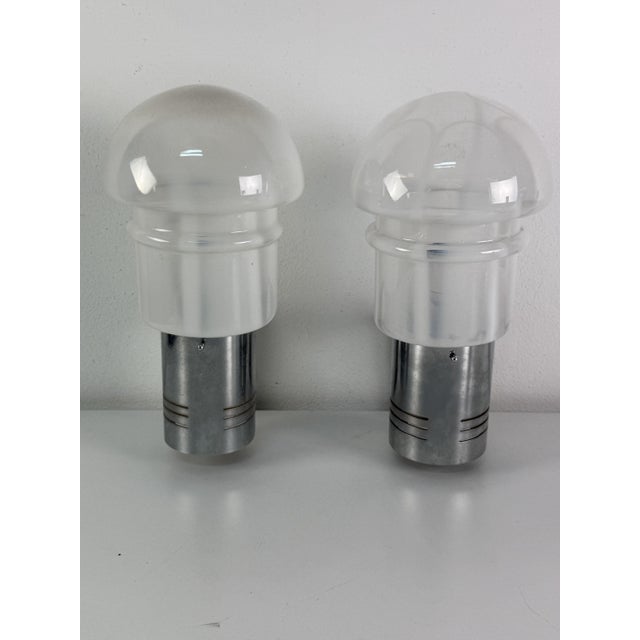Mid-Century Modern Murano Glass and Metal Wall Lamps, 1960s, Set of 2 For Sale - Image 11 of 17