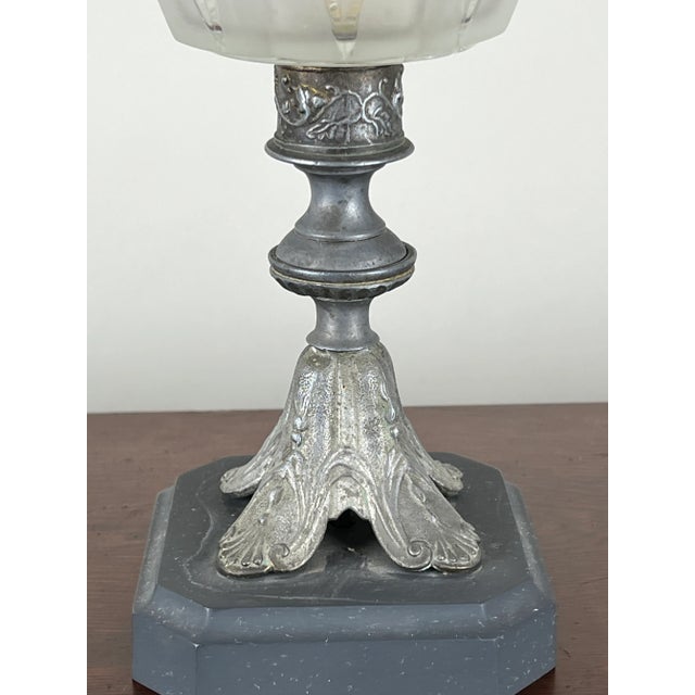 Victorian Antique Victorian Spelter Oil Lamp C. Late 19th Century For Sale - Image 3 of 7