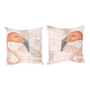 Pair of Canvas Flamingo Throw Pillows
