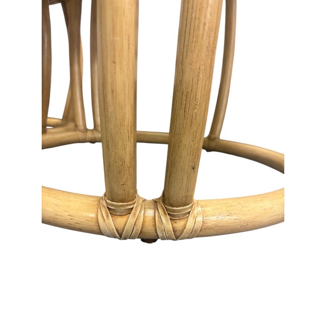 McGuire Pair of McGuire Rattan Drum Side Tables For Sale - Image 4 of 6