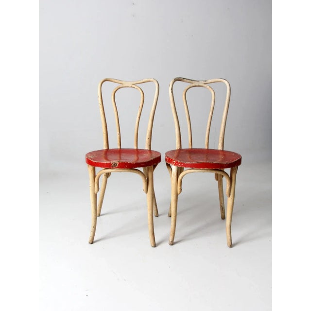 Antique Painted Bentwood Cafe Chairs Pair For Sale - Image 12 of 12