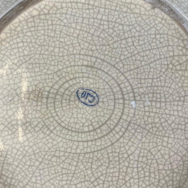 1950s 20th Century Crackle-Glazed Earthenware Dish with Exotic Decoration of Monkeys and Palm Trees, 1940s For Sale - Image 5 of 9