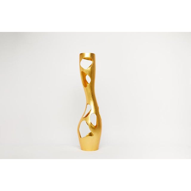 Tall Bronze Gold Leaf Vase by Reda Amalou Design For Sale - Image 6 of 15