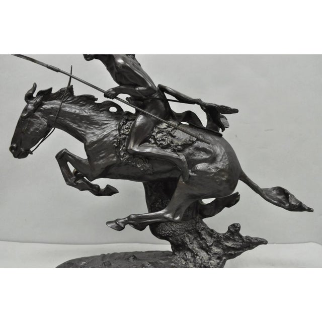 Late 20th Century Frederic Remington "Cheyenne" Lost Wax Cast Bronze Native American Sculpture For Sale In Philadelphia - Image 6 of 17