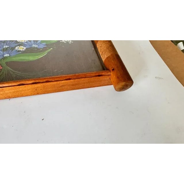 1940s Art Deco Hand Painted Wood Tray Brown Color, France, 1940s For Sale - Image 5 of 11