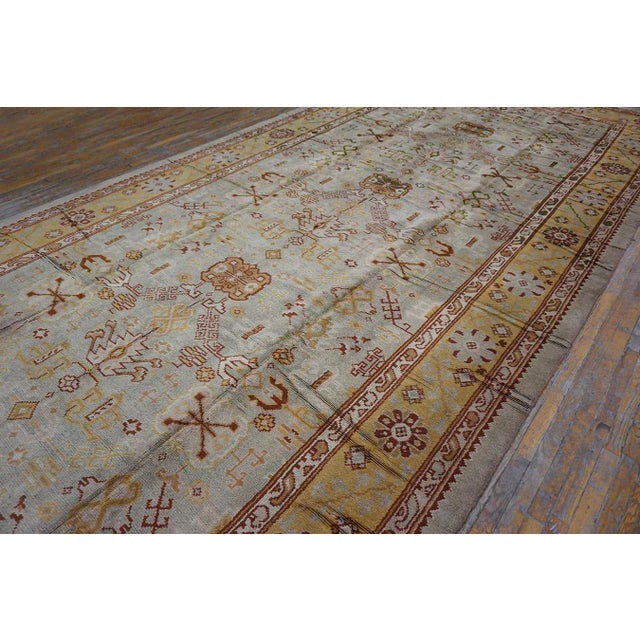 Magnificent White Ivory Color and Superb Geometric Design Antique Turkish Oushak Rug For Sale - Image 4 of 15