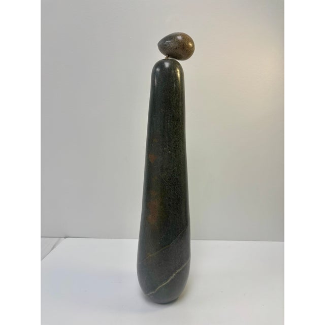 Beautiful rare vintage mid century Shona stone sculpture, attributed to renowned artist Sailas Makumba (born 1955), an...