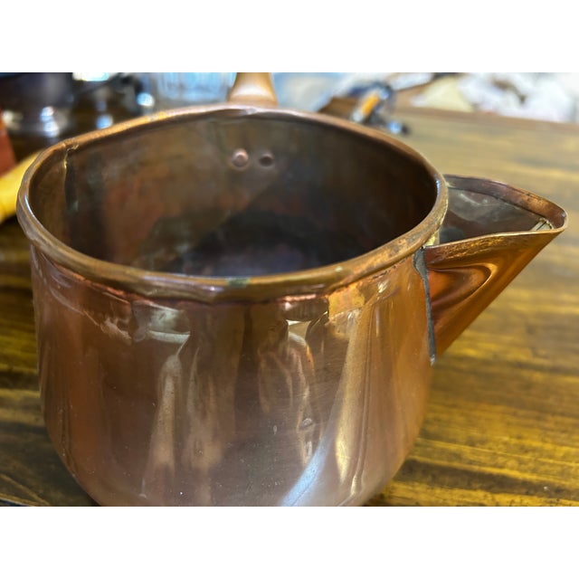 Wood Antique Copper Pouring Pot For Sale - Image 7 of 9