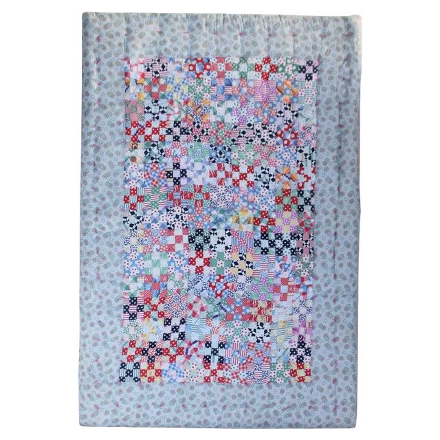 Mounted Postage Stamp Crib Quilt From Pennsylvania For Sale