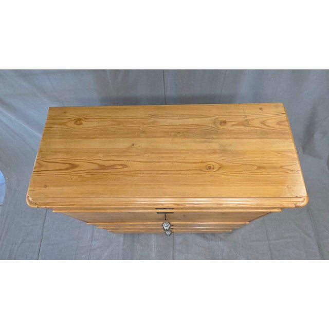 Antique Swedish Biedermeier Natural Pine Drop Front Desk With Drawers and Keys For Sale - Image 13 of 17