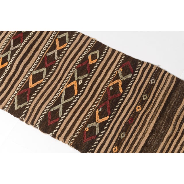 Textile Mid 20th Century Handwoven Brown Tribal Hallway Rug For Sale - Image 7 of 10