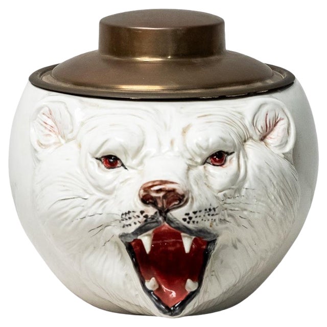 White Glazed Ceramic Ice Box, 1970s For Sale