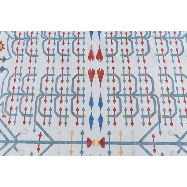 White "Boscage" Contemporary Dhurrie White Cotton Carpet by Doris Leslie Blau For Sale - Image 8 of 9
