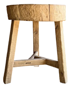 Vintage Elm Wood Chop Block Table #U34