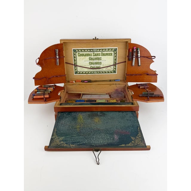 Antique Art Nouveau French Watercolor Paint Set Box from Bourgeois Aîné, 1890s For Sale - Image 3 of 18