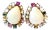 Bochic “Capri” Vintage Opal & Multi Tourmaline Earrings Set In 18K Gold & Silver For Sale