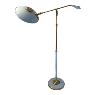 1930s Vintage Enamel Brass Articulating Counter Balance Floor Lamp For Sale