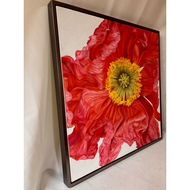 Iceland Poppy Framed Oil on Canvas by Shelly Gurton Titled "Riva" For Sale - Image 4 of 11