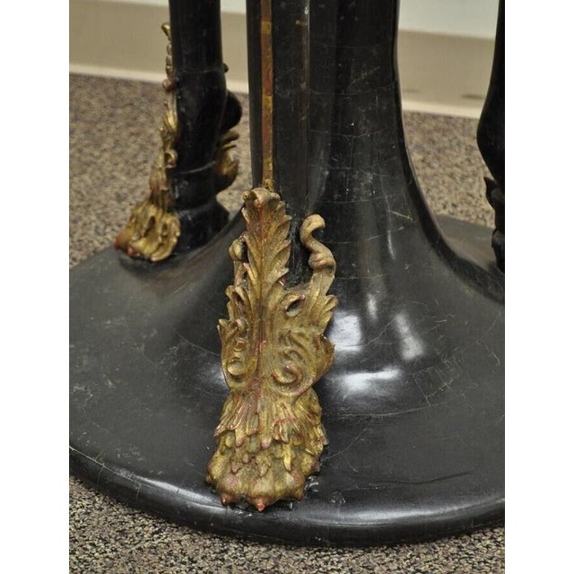 Early 20th Century French Empire Style Tessellated Stone Marble Pedestal Stand Planter With Lions For Sale - Image 11 of 12