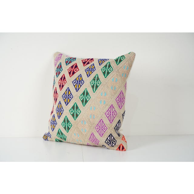 Mid-Century Modern Square Cicim Pillow Cover For Sale - Image 3 of 4
