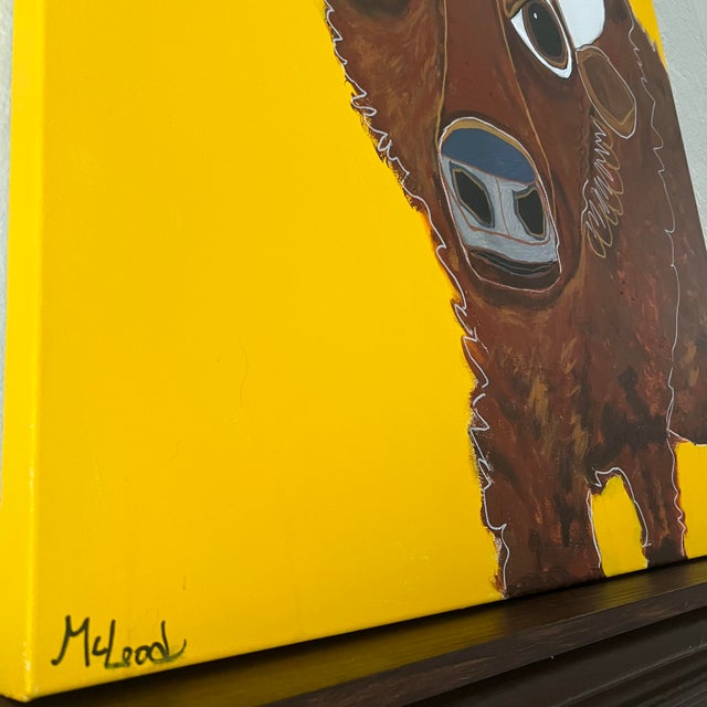 Yellow Samuel the Buffalo - Acrylic on Canvas by Melinda McLeod For Sale - Image 8 of 8
