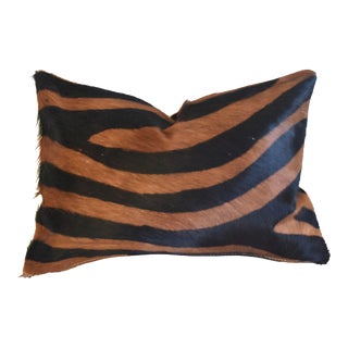 Brazilian Zebra Stripe Hair-On-Hide Cowhide Feather/Down Pillow 18' X 13" For Sale