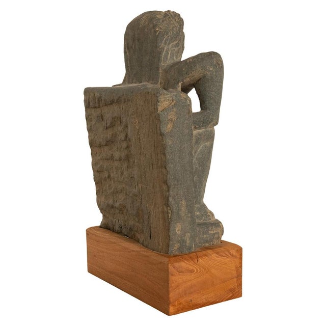 Stone Ancient Gandhara Buddhist Carved Schist Statue of Atlas Kushan Empire 300 Ad For Sale - Image 7 of 15