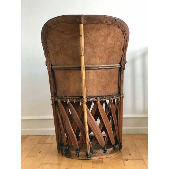 Mexican Equipale Folk Art Chair With Hand-Painted Bullfight Scene 1930s For Sale - Image 9 of 12