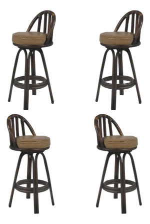 Rattan Organic Modern Swivel Bar Stools (Set of 4)
