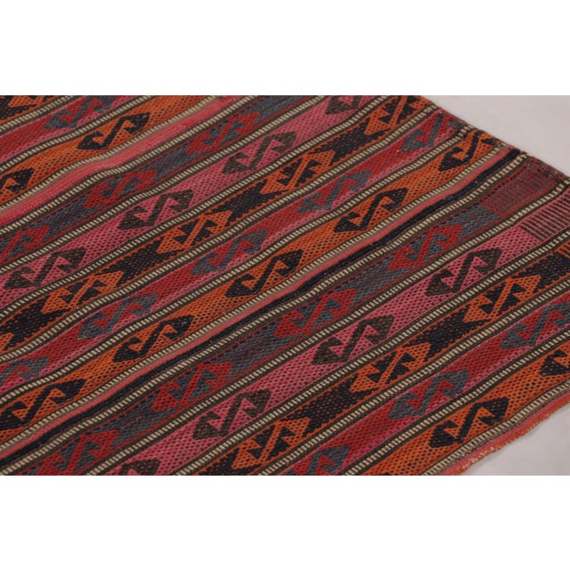 Tribal Vintage Persian Kilim, Vertical Stripes With Vibrant Tribal Motifs - Rug & Kilim For Sale - Image 3 of 8
