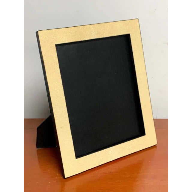 Modern Late 20th Century French Modern Shagreen & Calfskin Leather Frame, Blanc For Sale - Image 3 of 7