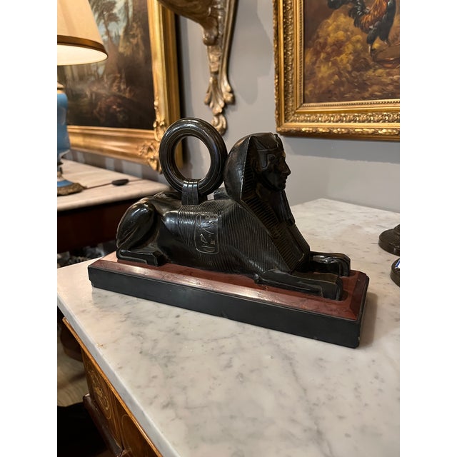 French Circa 1875 Reclining Bronze Sphinx Door Stop For Sale - Image 3 of 6