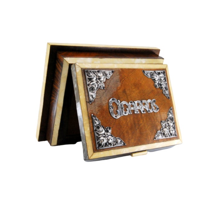 Wooden Snuffbox with Silver Applications and the Phrase Cigarettes For Sale - Image 10 of 10