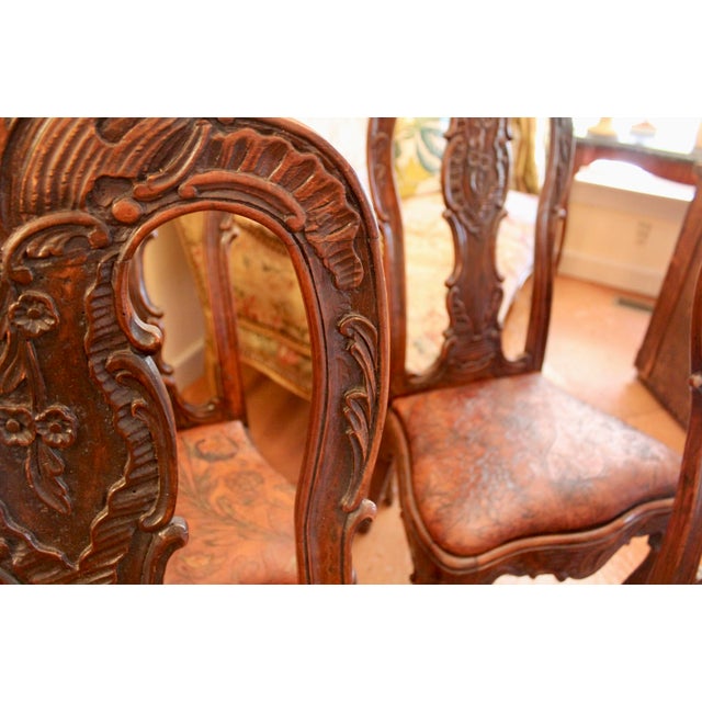 Cinnamon Set of Six Dining Chairs With Leather Seats, Portuguese or Spanish Rococo, 18th Century For Sale - Image 8 of 18
