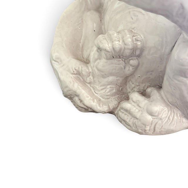 1960s Vintage Italian Glazed Terracotta Monkey Sculpture in Contemplative Pose For Sale - Image 5 of 12