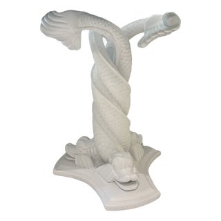 Dolphin Form Carved Table Base with Glass Top For Sale