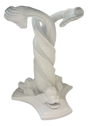 Dolphin Form Carved Table Base with Glass Top
