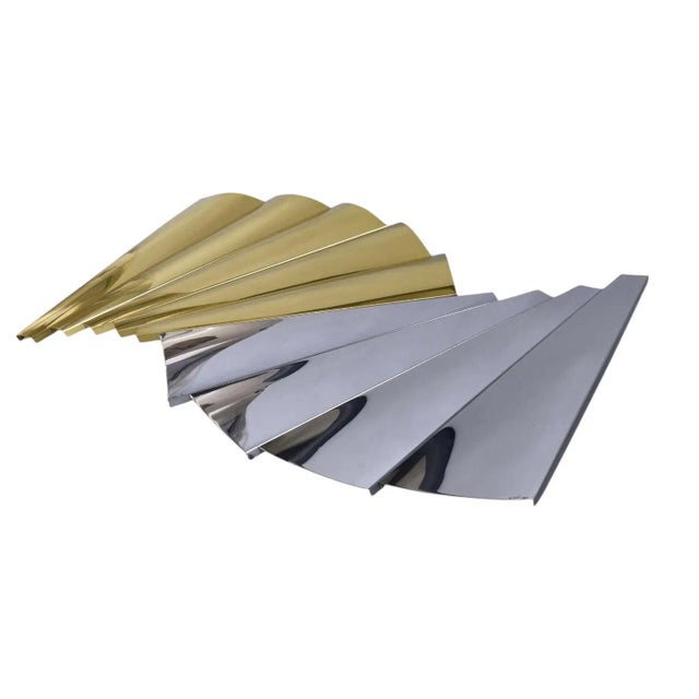 Metal Curtis Jere Outfold Silver and Gold Wave Wall Sculpture Vintage 1985 For Sale - Image 7 of 12