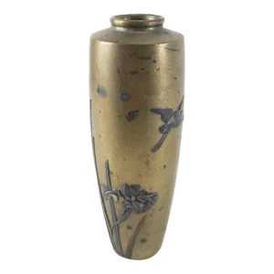 19th Century Meiji Japanese Mixed Metal Bronze Vase