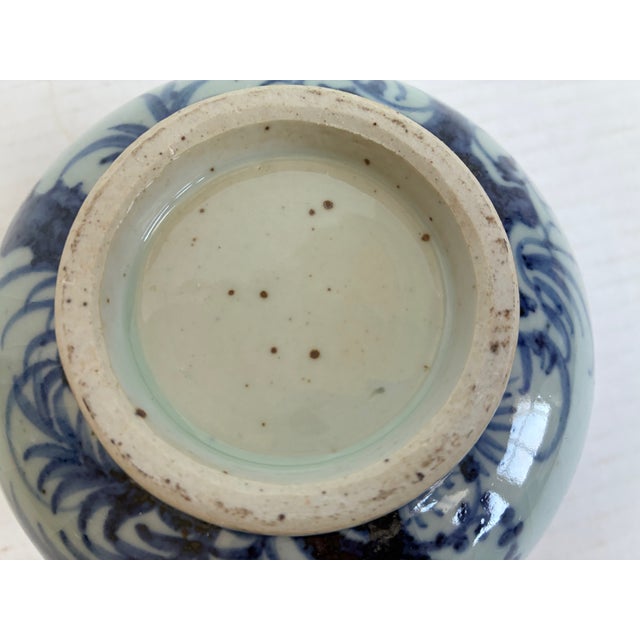Antique Japanese Blue White Porcelain Chinoiserie Cachepot For Sale - Image 9 of 11