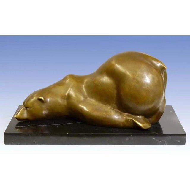 Large Bronze Polar Bear Sculpture with Golden Patina, 1900 For Sale - Image 6 of 7