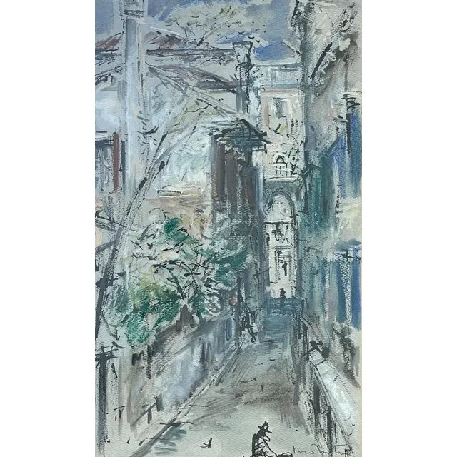 Watercolor painting, Urban Landscape, 20th century, Bruno Martini A richly detailed work, the result of meticulous...