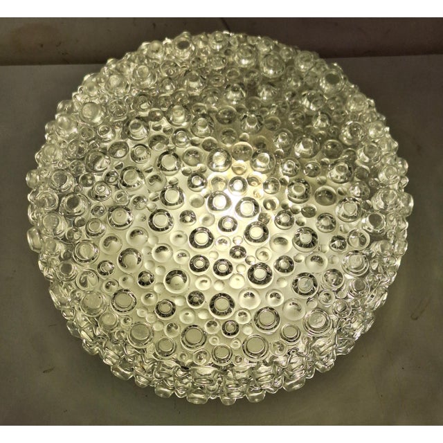 Metal Vintage Ceiling Lamp with Black Metal Mounting and Clear Relief Glass Shade, 1980s For Sale - Image 7 of 7