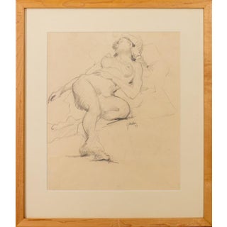 Maher Reclining Nude Drawing Graphite on Paper For Sale
