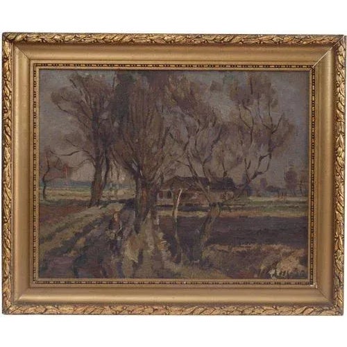 Woman on Rural Road, Oil on Board, 20th Century For Sale - Image 4 of 4
